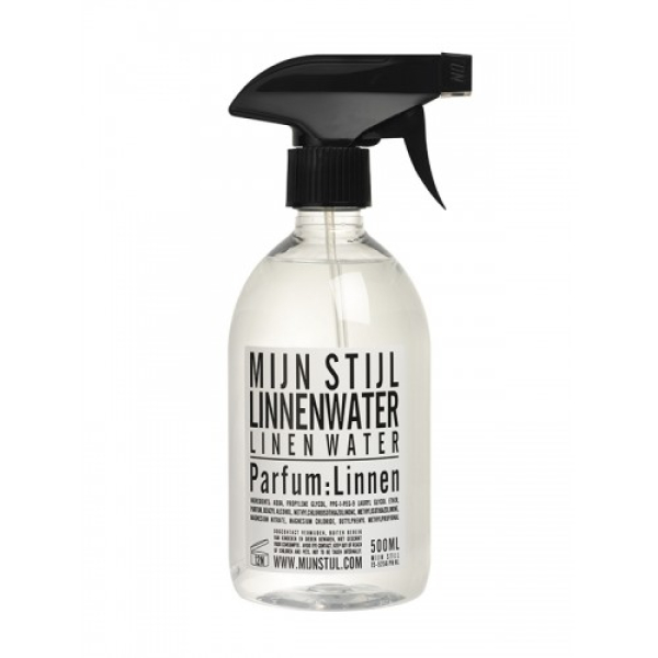 Linnenwater parfum linnen 500 ml wit/zwart etiket MIJN STIJl